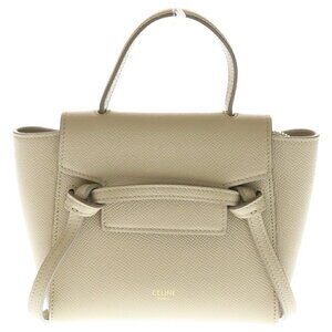 Celine Pico Belt Bag Handbag Shoulder Beige Tan Leather